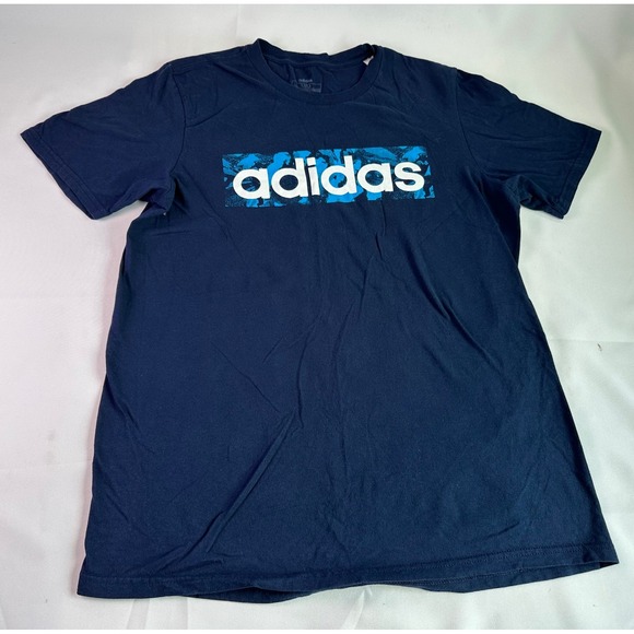 Adidas Men's Navy Blue T-Shirt Graphic Logo Medium M Casual Short Sleeve - Picture 1 of 6